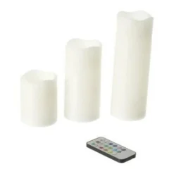 Lot de 3 Bougies LED 12 Couleurs 20cm Multicolore