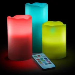 Lot de 3 Bougies LED 12 Couleurs 20cm Multicolore