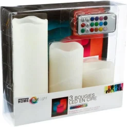 Lot de 3 Bougies LED 12 Couleurs 20cm Multicolore