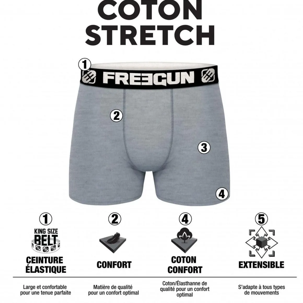 Lot de 4 Boxers homme coton Noir