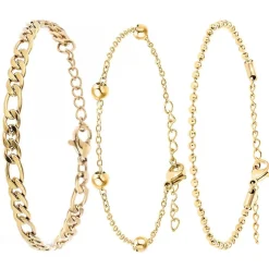 Lot de 3 bracelets SC Bohème en Acier Finement doré