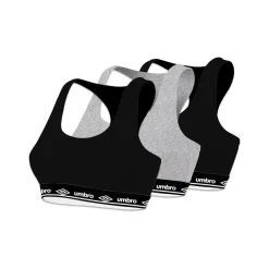 Lot de 3 brassières femme en coton Umbro élastique Noir