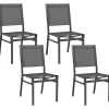 Lot de 4 chaises de jardin alu textilène gris