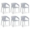 Lot de 6 chaises jardin en gris