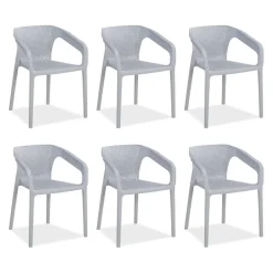 Lot de 6 chaises jardin en gris