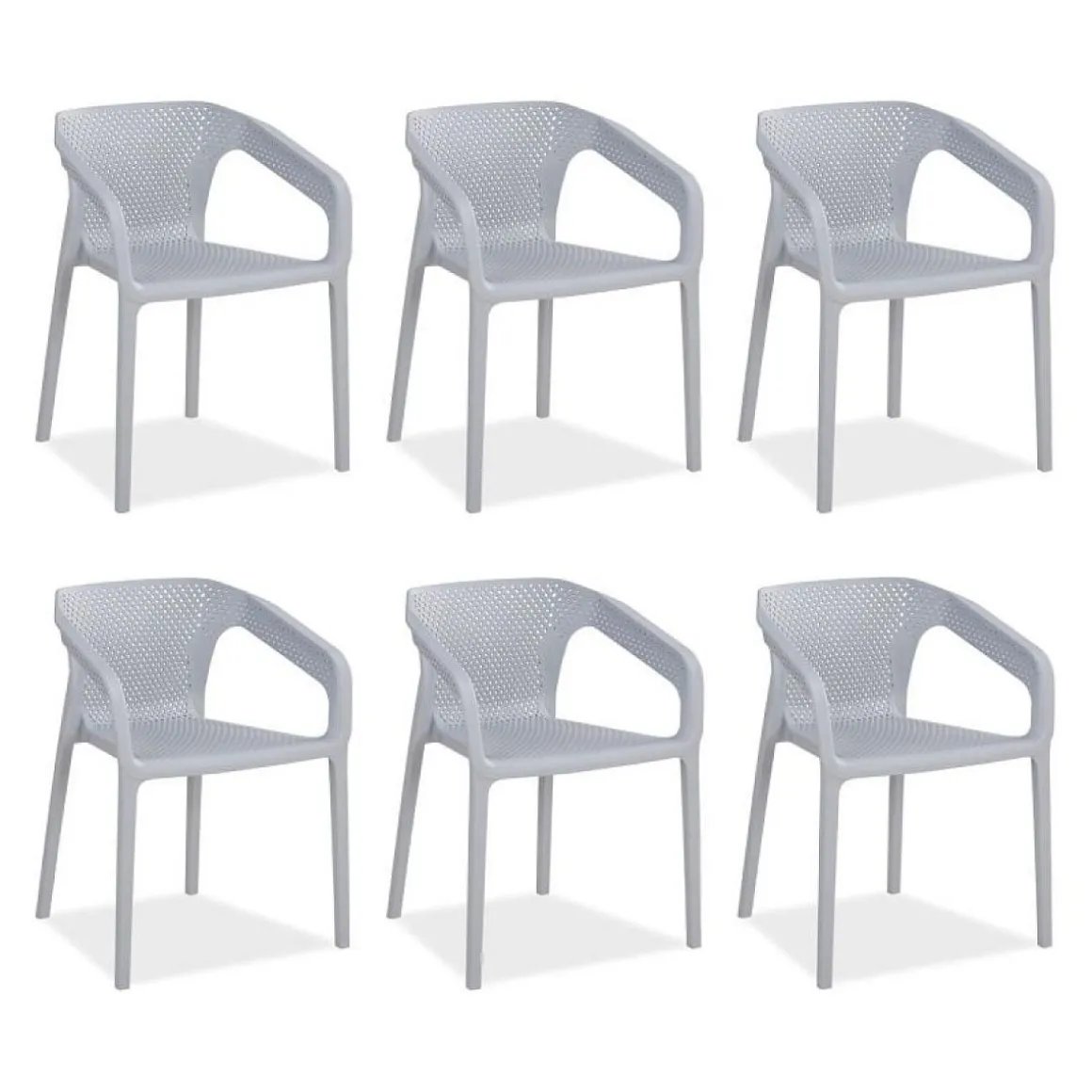 Lot de 6 chaises jardin en gris
