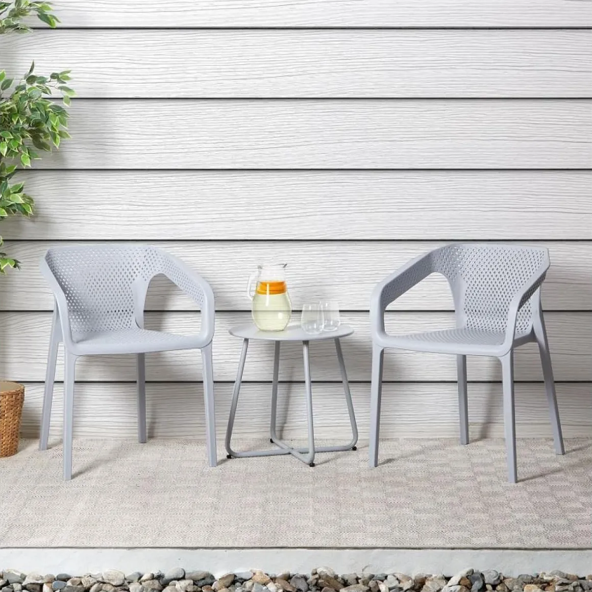 Lot de 6 chaises jardin en gris