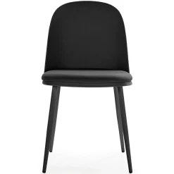 Lot de 4 chaises Kana noir, pieds en métal et assise rembourrée