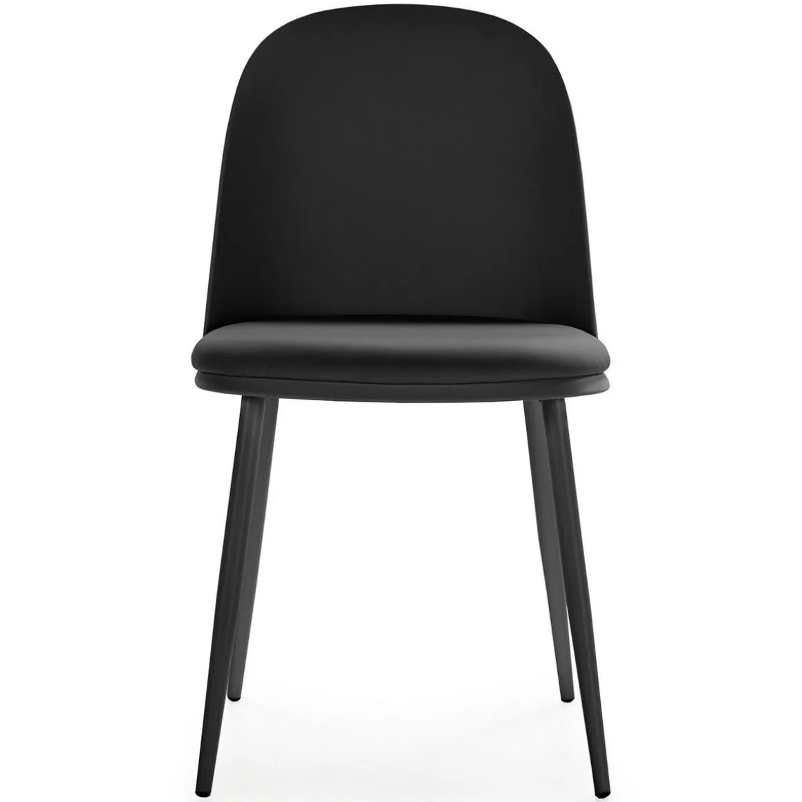 Lot de 4 chaises Kana noir, pieds en métal et assise rembourrée