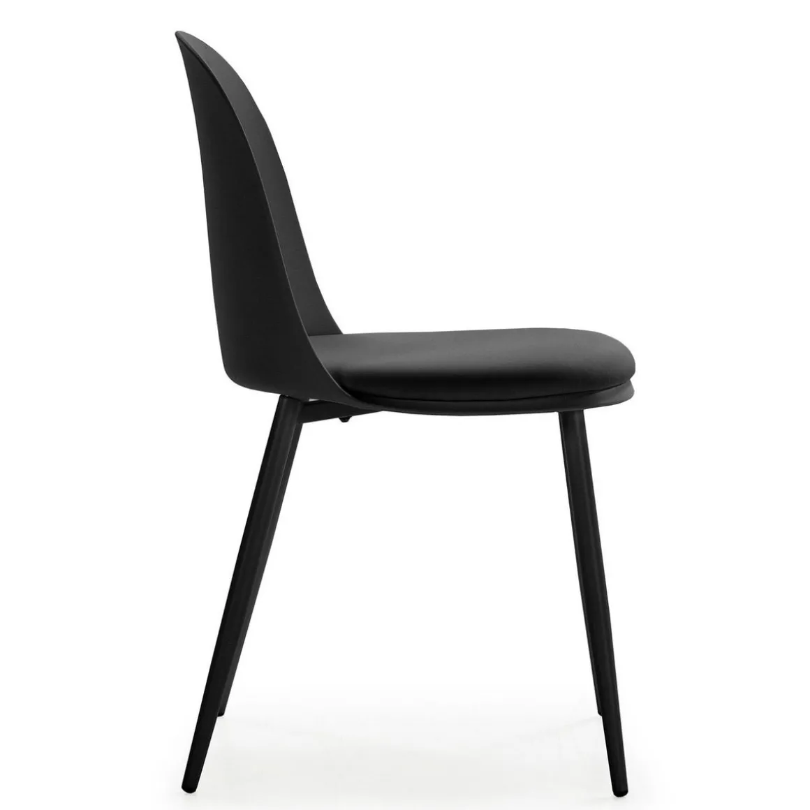 Lot de 4 chaises Kana noir, pieds en métal et assise rembourrée