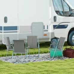 Lot de 4 chaises pliantes de jardin chaises de camping plage avec accoudoirs tissu Oxford gris