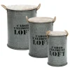 Lot de 3 Coffres Bidon Design Loft 51cm Gris
