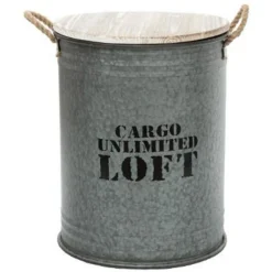 Lot de 3 Coffres Bidon Design Loft 51cm Gris