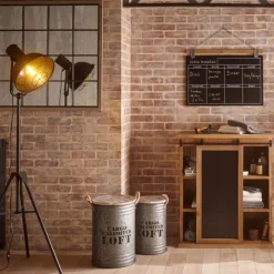 Lot de 3 Coffres Bidon Design Loft 51cm Gris