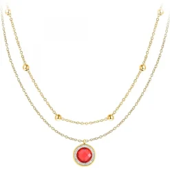 Lot de 2 colliers SC Bohème en Acier Finement doré orné de cristaux scintillants