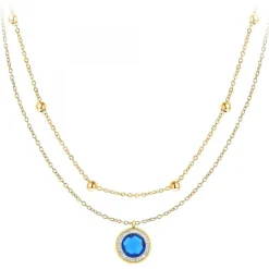 Lot de 2 colliers SC Bohème en Acier Finement doré orné de cristaux scintillants