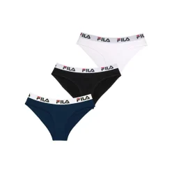 Lot de 3 Culottes coton femme Fila 6043 Noir Navy et Blanc