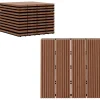 Lot de 11 dalles de jardin piscine 30 x 30 x 2,2 cm - clipsables, antidérapantes - HDPE effet bois