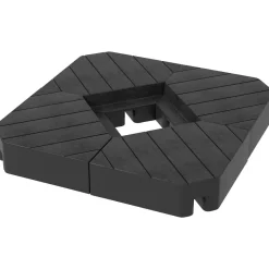 Lot de 4 dalles de lestage parasol déporté piètement croix - à lester eau ou sable - HDPE noir