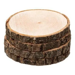 Lot de 4 Dessous de Verre Ecorce 10cm Naturel