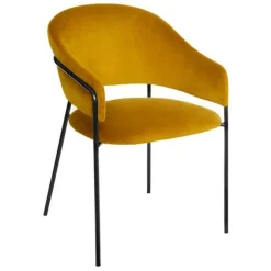 Lot de 2 Fauteuils en Velours Siron 82cm Moutarde