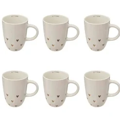 Lot de 6 Mugs Coeur The Floral 44cl Blanc