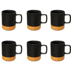 Lot de 6 Mugs Ronds Modern Wood 43cl Noir