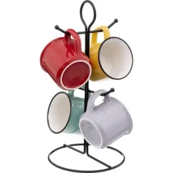 Lot de 4 Mugs sur Rack Happy Pop 14cl Multicolore