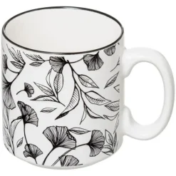 Lot de 4 Mugs sur Rack White Floral 24cl Blanc