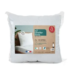 Lot de 2 oreillers confort ferme anti acarien et antibactérien