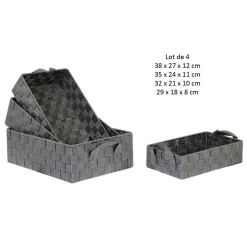 Lot de 4 Paniers avec 2 sangles en Polypropylène et Métal