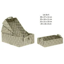 Lot de 4 Paniers avec 2 sangles en Polypropylène et Métal