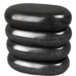 Lot de 4 pierres chaudes pour massage en basalte naturel poli - Ovale - L