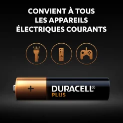 Lot de 24 piles duracell plus 100 % AAA panière
