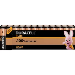 Lot de 24 piles duracell plus 100 % AA panière