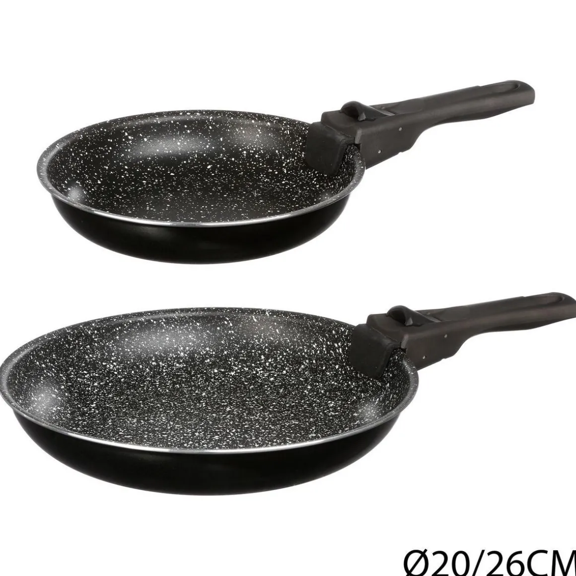 Lot de 2 Poêles avec 1 poignée amovible - Noir