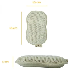 Lot de 2 éponges exfoliantes et nettoyantes en fibre de bambou double face 16 x 10 x 3 cm