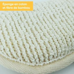 Lot de 2 éponges exfoliantes et nettoyantes en fibre de bambou double face 16 x 10 x 3 cm