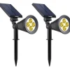 Lot de 2 projecteurs solaires a LED Spiky - LUMI JARDIN - 200 Lumens - Blanc chaud - Etanche - 34 cm