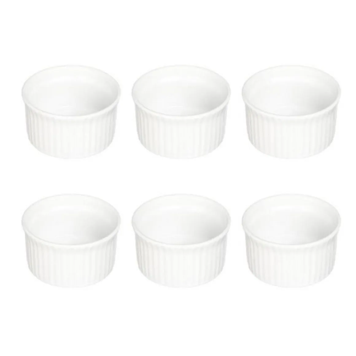 Lot de 6 Ramequins Ronds Céramique 9cm Blanc