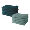 Lot de 10 serviettes de Toilette TODAY 50x90 cm 100% Coton - 5 paon + 5 celadon
