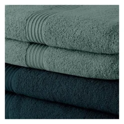 Lot de 10 serviettes de Toilette TODAY 50x90 cm 100% Coton - 5 paon + 5 celadon