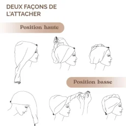 Lot de 3 serviettes turban pour cheveux - Microfibre - Beige rose et marron