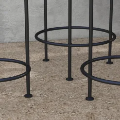 Lot de 3 supports pot de fleurs plateaux aspect rotin métal doré noir