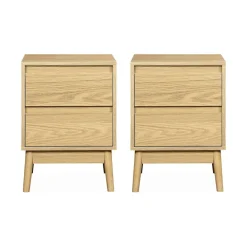 Lot de 2 tables de chevet décor bois. deux tiroirs