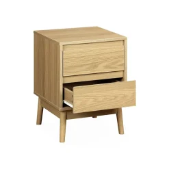 Lot de 2 tables de chevet décor bois. deux tiroirs