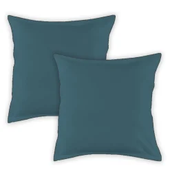 Lot de 2 taies d'oreiller unies en coton finition bourdon