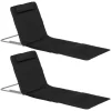 Lot de 2 tapis de plage rembourré - matelas de plage - nattes de plage - dossier inclinable multi-positions - sac transport inclus - métal polyester PE noir