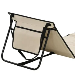 Lot de 2 tapis de plage rembourrés pliables - matelas de plage - dossier inclinable, rangement - métal polyester beige