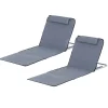 Lot de 2 tapis de plage rembourré - matelas de plage - nattes de plage - dossier inclinable multi-positions - sac transport inclus - métal polyester PE gris